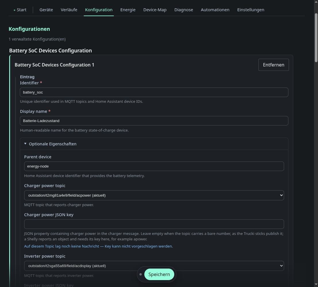 Configuration editor for the battery service
