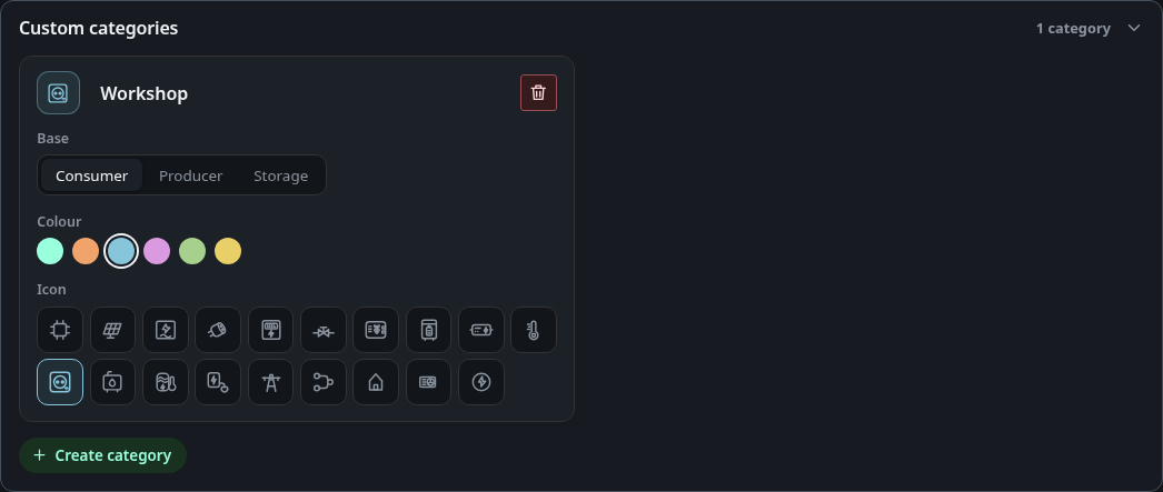 Custom categories