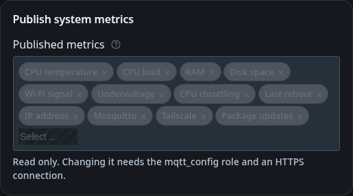 Published system metrics