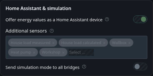 Home Assistant and simulation card with the additional sensors