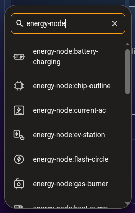 The icon picker filtered by energy-node